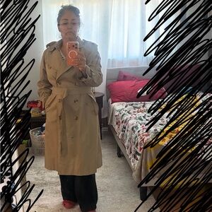 Burberry Beige Trench Coat with Check Lining